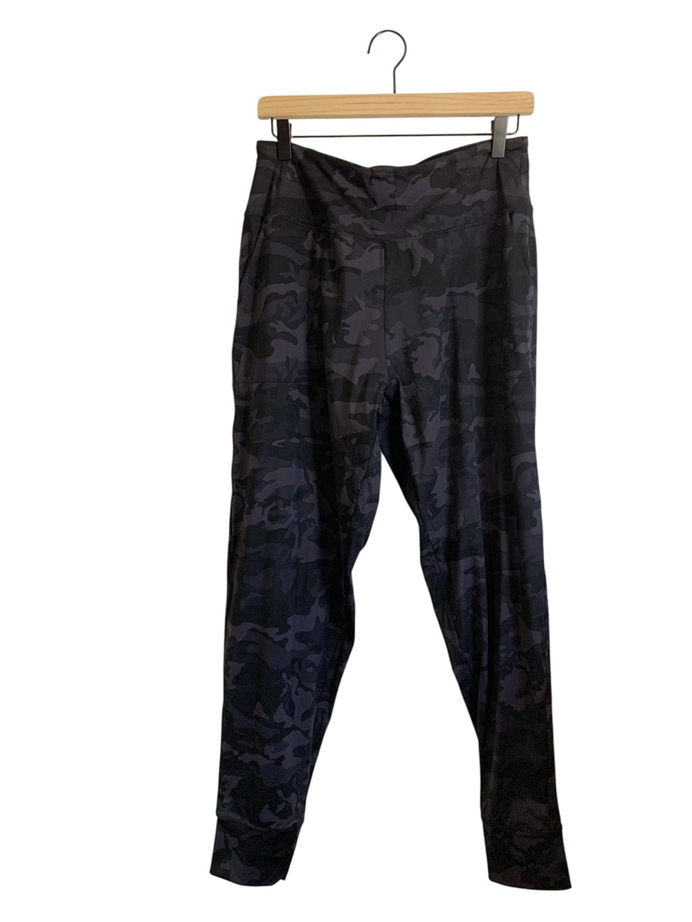 Women's Black Muted Camo Workout Leggings with Side Pockets 20% Spandex